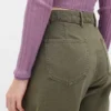 Pantalon à coupe large en sergé, taille mi-haute