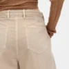 Pantalon à coupe large en sergé, taille mi-haute