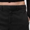 Pantalon à coupe large en sergé, taille mi-haute