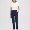 Pantalon court slim à taille haute en double maille