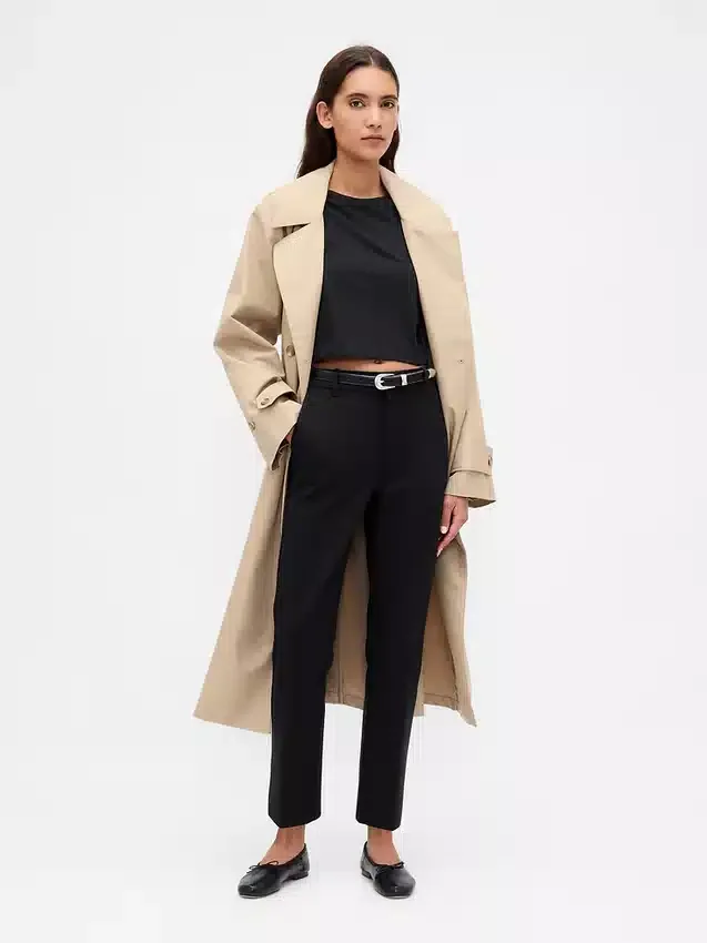 Pantalon court slim à taille haute en double maille