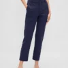 Pantalon court slim à taille haute en double maille