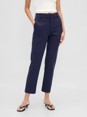 Pantalon court slim à taille haute en double maille
