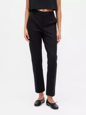 Pantalon court slim à taille haute en double maille