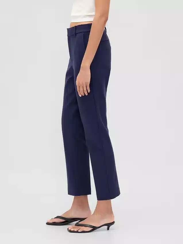 Pantalon court slim à taille haute en double maille