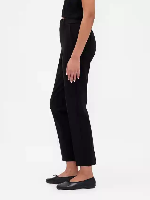 Pantalon court slim à taille haute en double maille