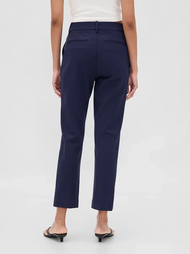Pantalon court slim à taille haute en double maille