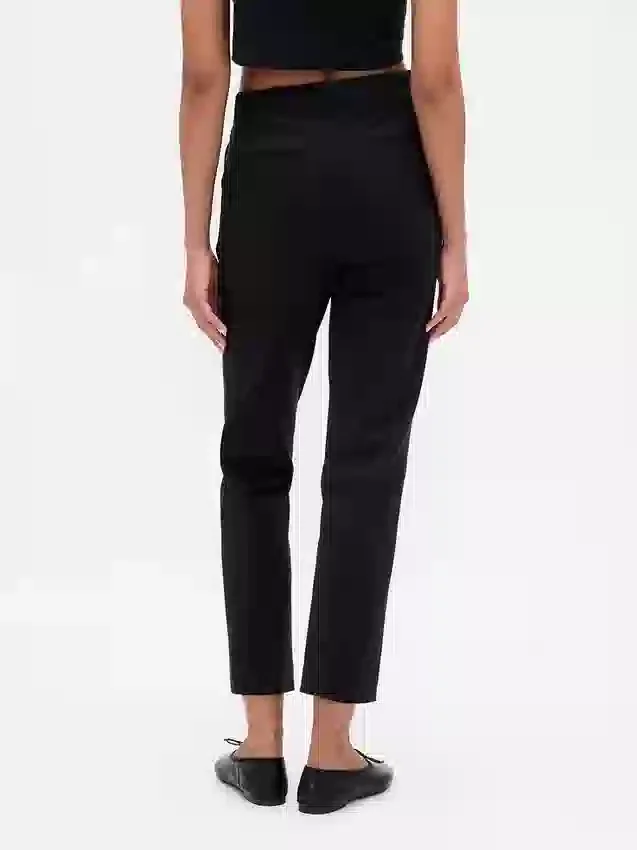 Pantalon court slim à taille haute en double maille