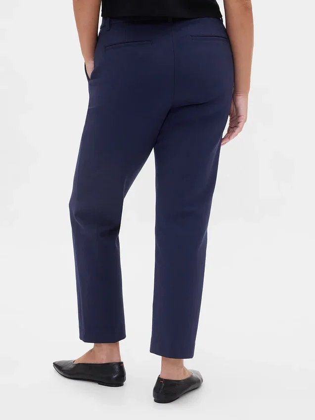 Pantalon court slim à taille haute en double maille