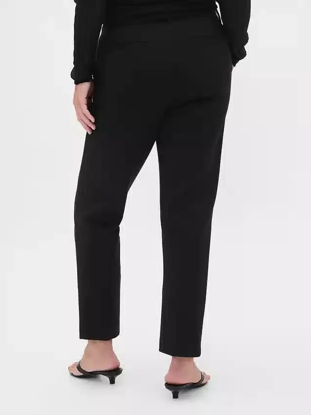 Pantalon court slim à taille haute en double maille