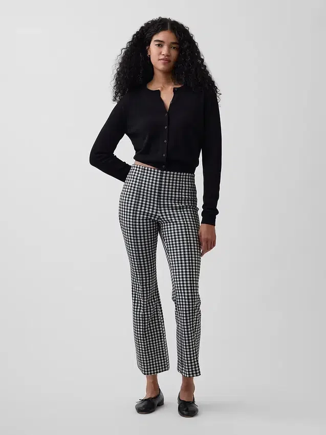 Pantalon court taille haute en maille double