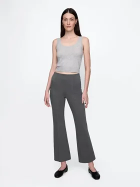 Pantalon court taille haute en maille double