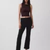 Pantalon court taille haute en maille double