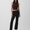 Pantalon court taille haute en maille double