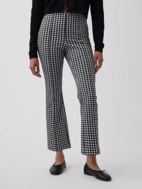 Pantalon court taille haute en maille double