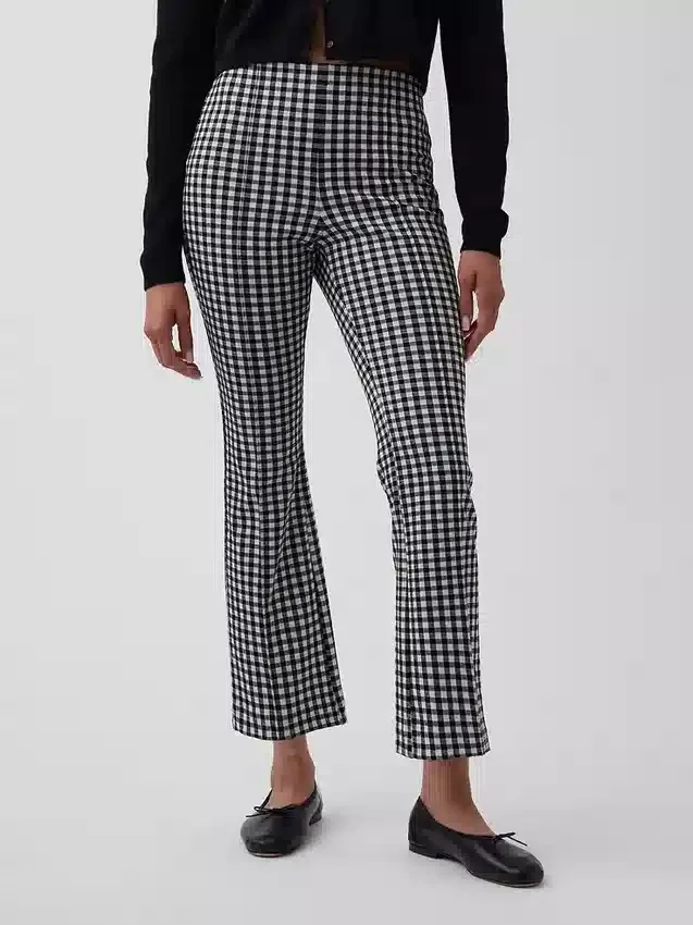 Pantalon court taille haute en maille double