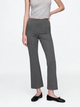 Pantalon court taille haute en maille double