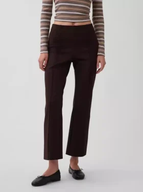 Pantalon court taille haute en maille double