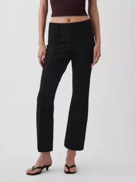 Pantalon court taille haute en maille double