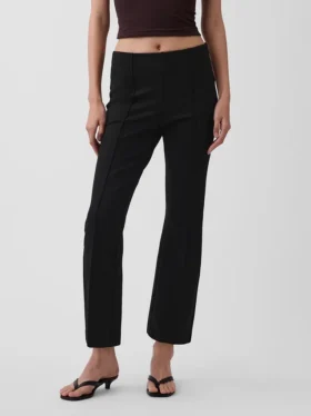 Pantalon court taille haute en maille double