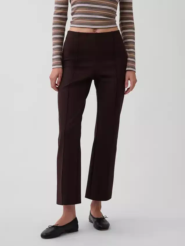Pantalon court taille haute en maille double