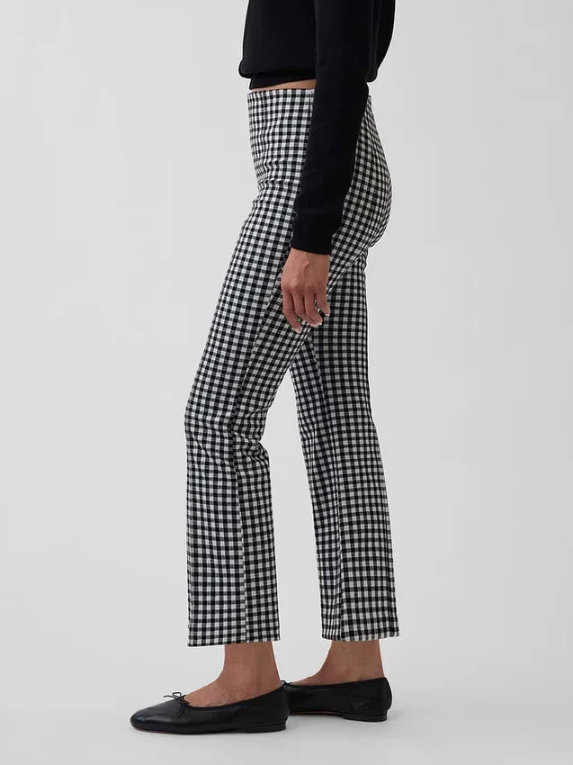 Pantalon court taille haute en maille double