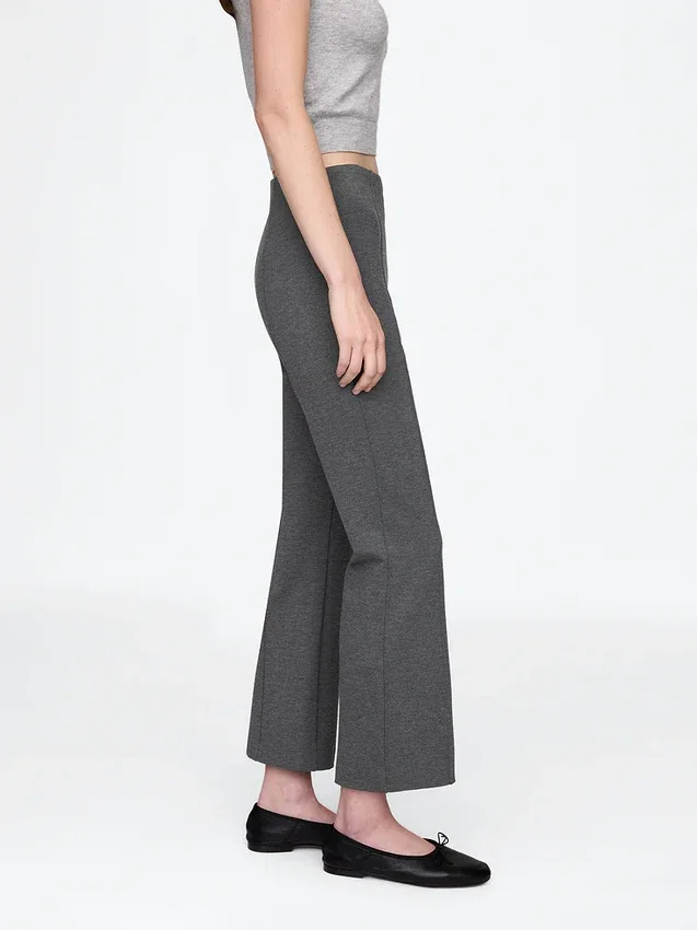 Pantalon court taille haute en maille double