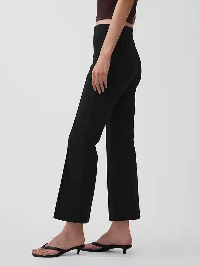 Pantalon court taille haute en maille double