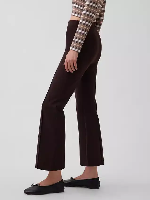 Pantalon court taille haute en maille double