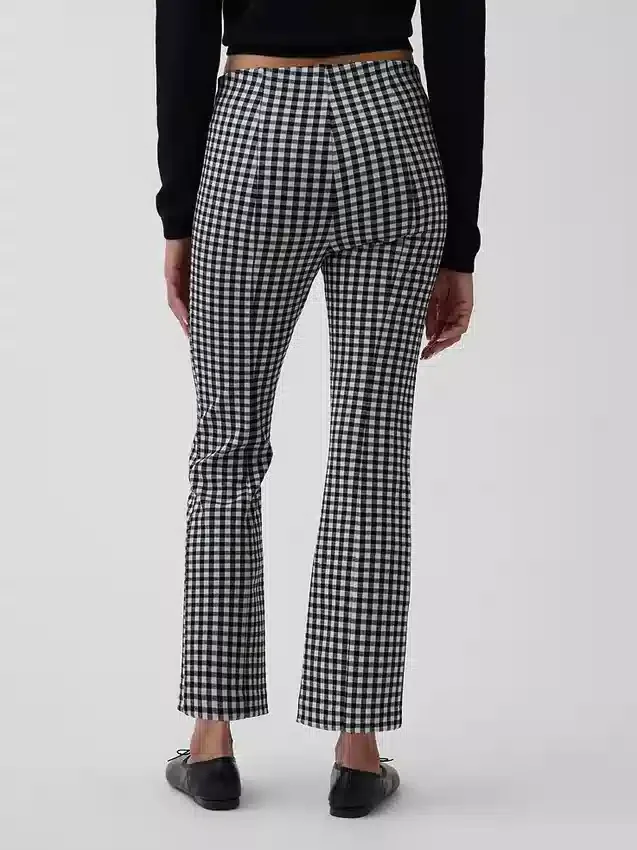 Pantalon court taille haute en maille double