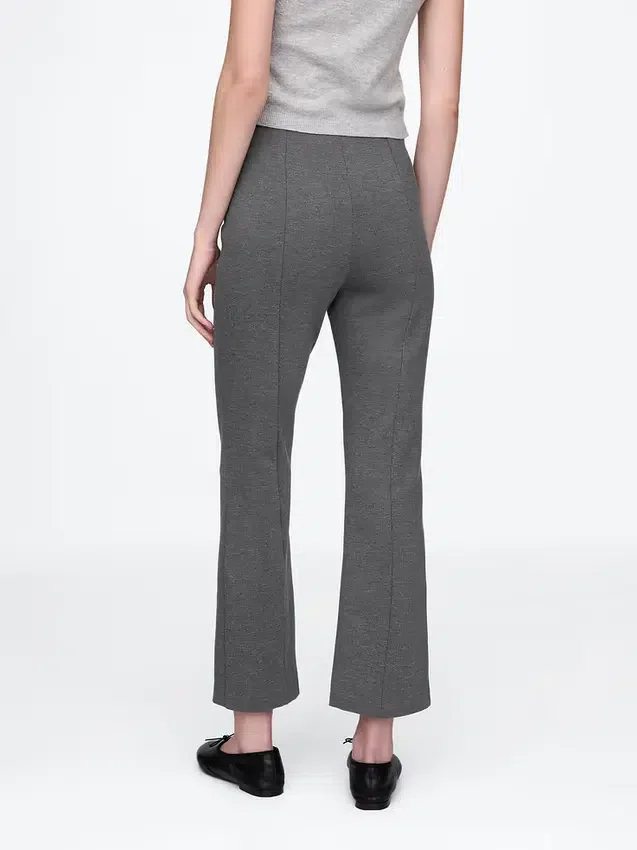 Pantalon court taille haute en maille double