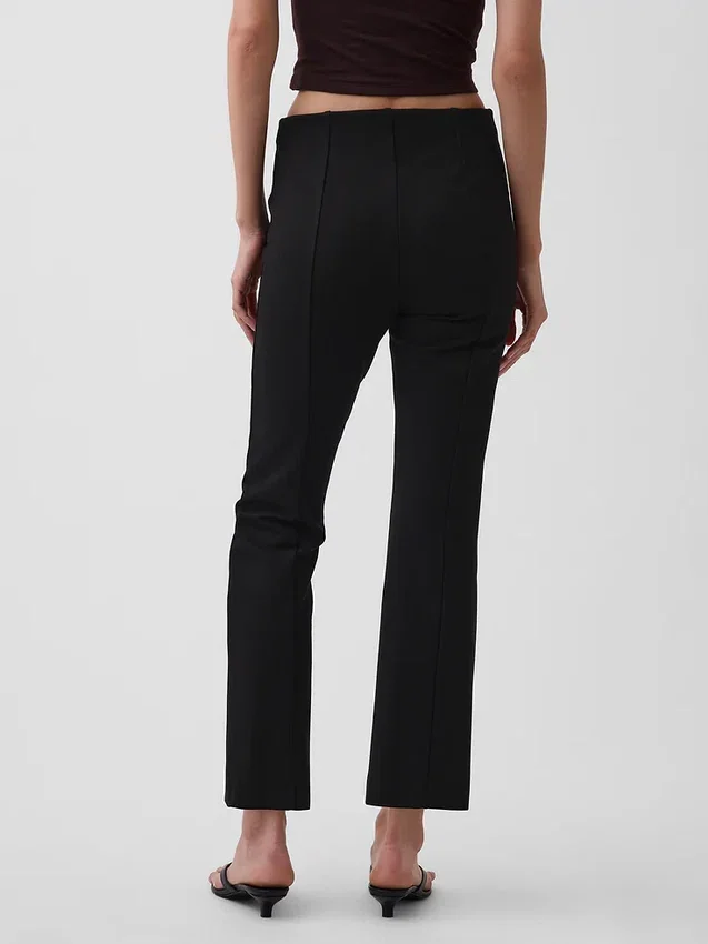 Pantalon court taille haute en maille double