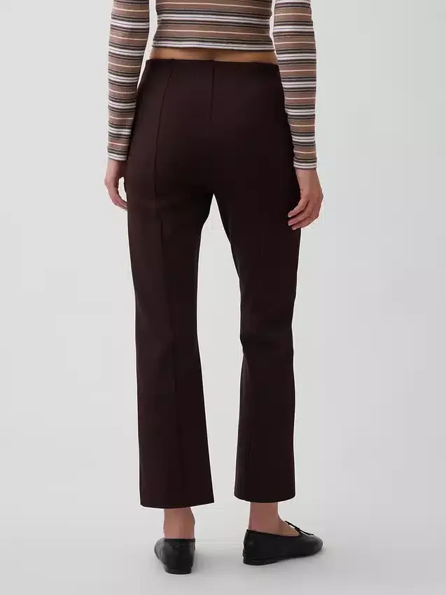 Pantalon court taille haute en maille double
