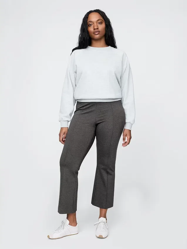 Pantalon court taille haute en maille double