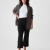 Pantalon court taille haute en maille double