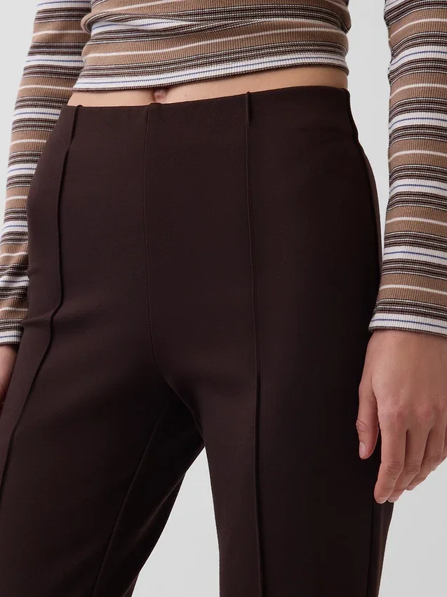 Pantalon court taille haute en maille double