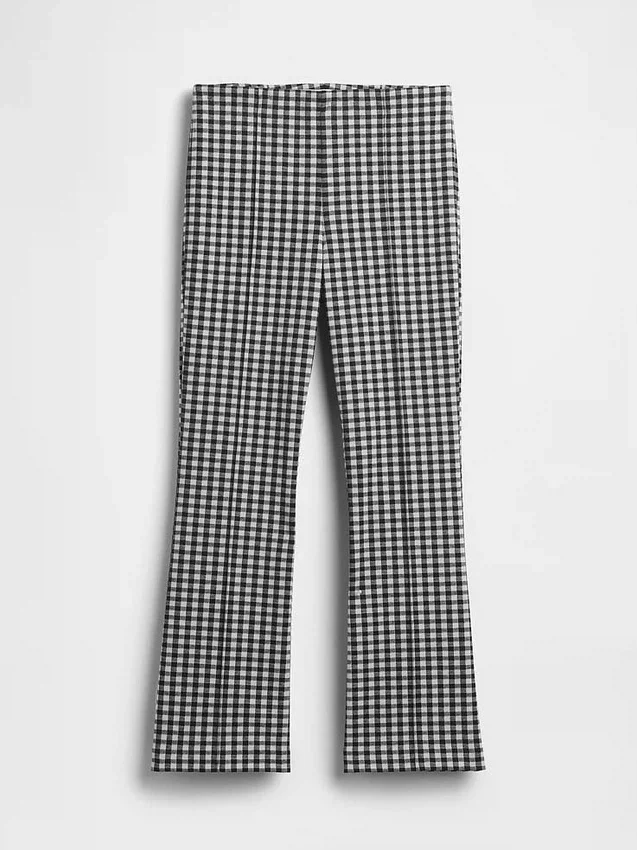 Pantalon court taille haute en maille double