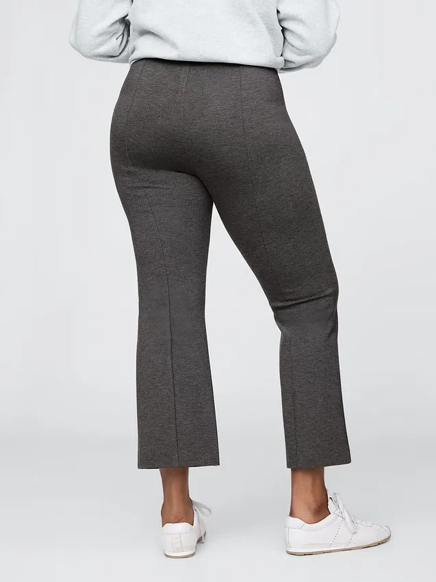 Pantalon court taille haute en maille double