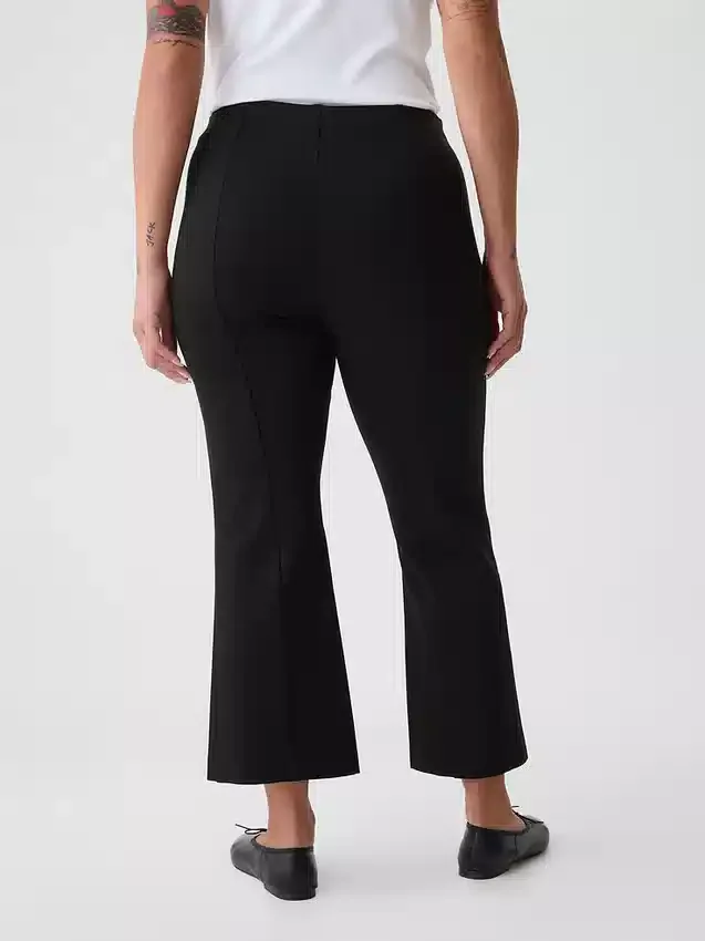 Pantalon court taille haute en maille double