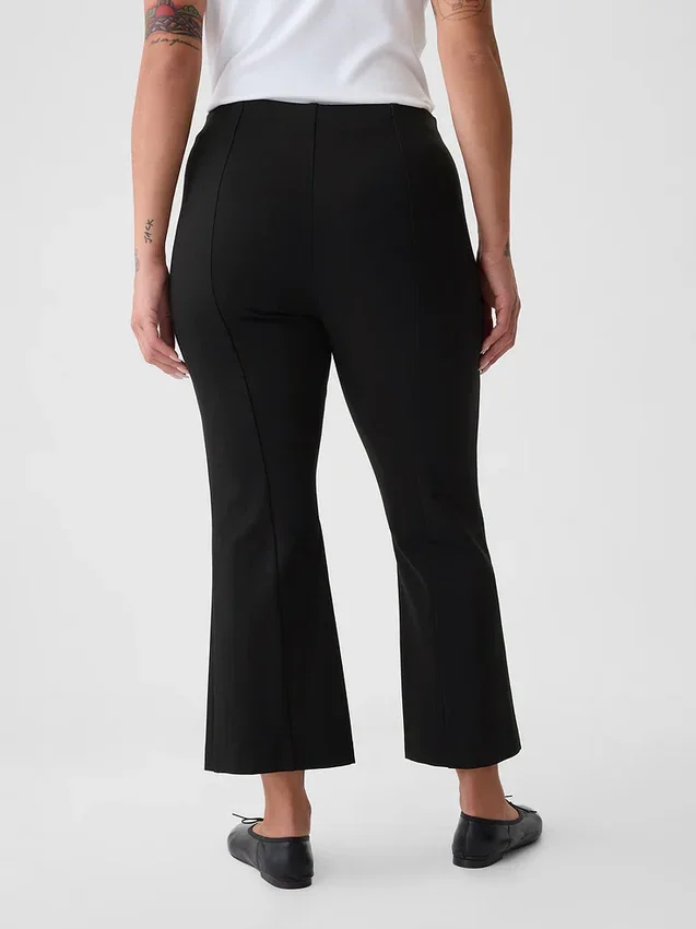 Pantalon court taille haute en maille double
