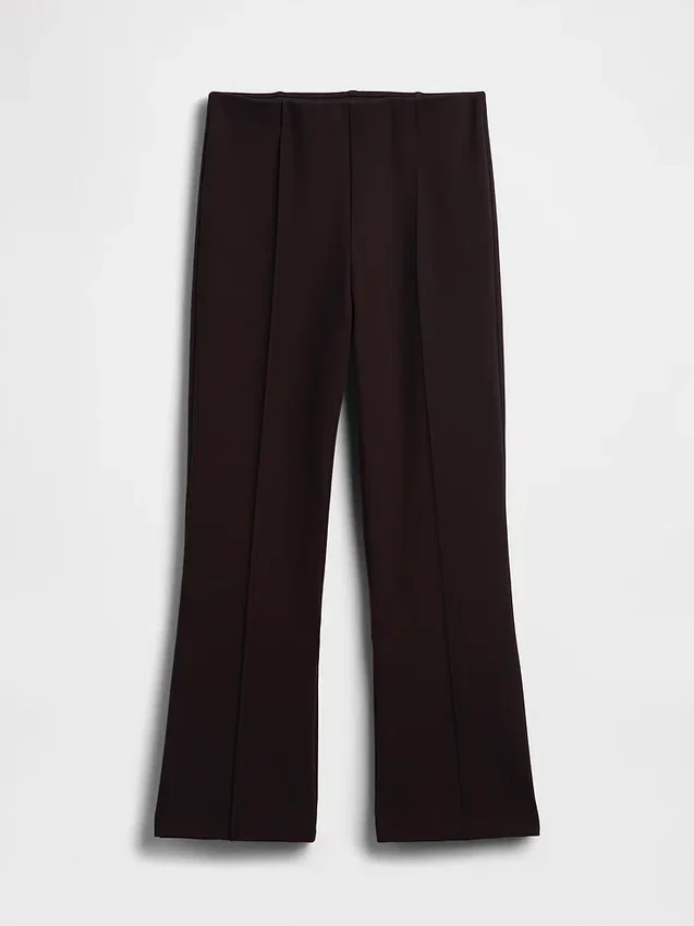 Pantalon court taille haute en maille double