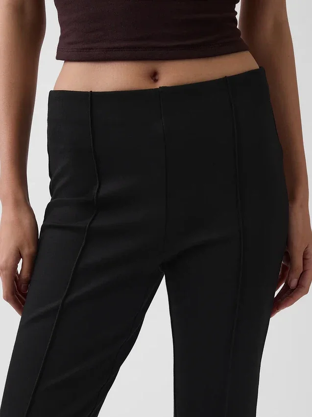Pantalon court taille haute en maille double