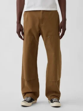 Pantalon de charpentier ample en toile des années 90 avec renforts aux genoux