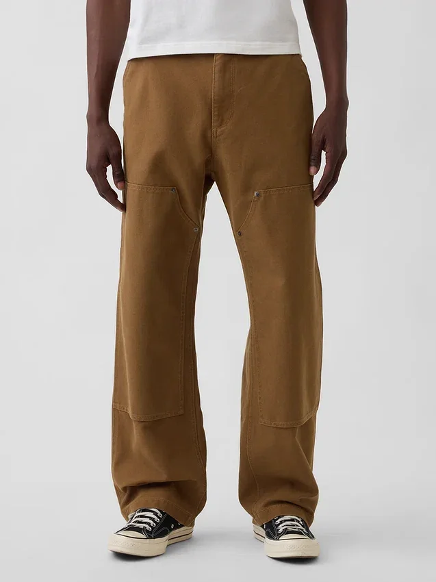 Pantalon de charpentier ample en toile des années 90 avec renforts aux genoux