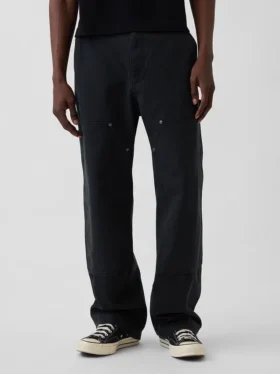Pantalon de charpentier ample en toile des années 90 avec renforts aux genoux