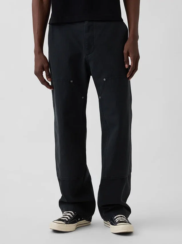 Pantalon de charpentier ample en toile des années 90 avec renforts aux genoux