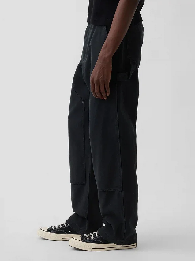 Pantalon de charpentier ample en toile des années 90 avec renforts aux genoux