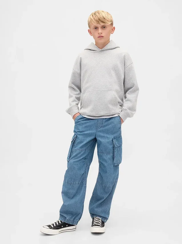 Pantalon de jogging cargo ample en denim pour enfant