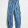 Pantalon de jogging cargo ample en denim pour enfant