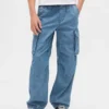 Pantalon de jogging cargo ample en denim pour enfant